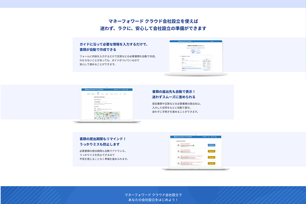 マネーフォワードクラウド会社設立の流れ
